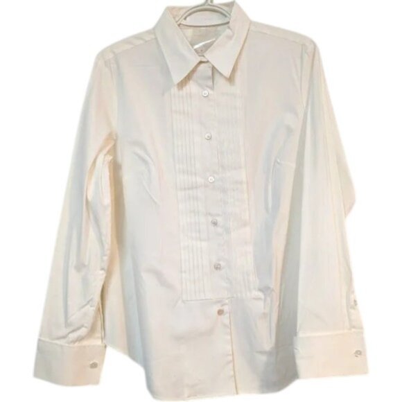 Josef Crisp cream cotton tuxedo style shirt size 14 - Picture 3 of 11